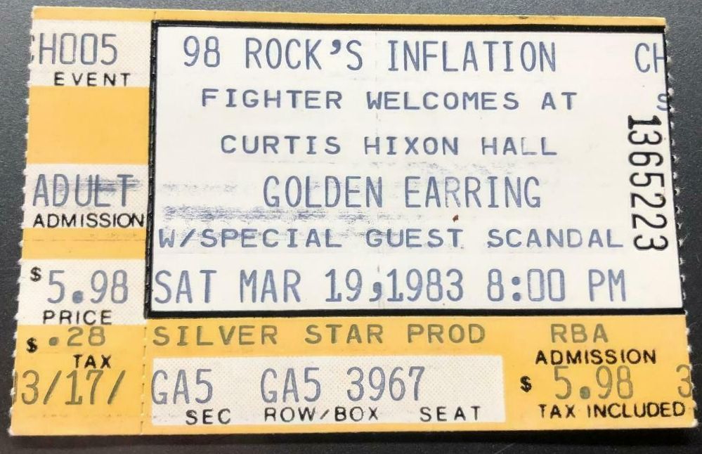Golden Earring with Scandal show ticket-GA5 3967 found on the internet